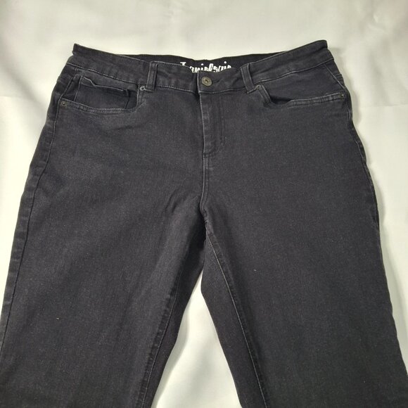 Jeaniologie Womens Bootcut Mid Rise Jeans Size 12 Black Wash Vintage - Picture 8 of 15